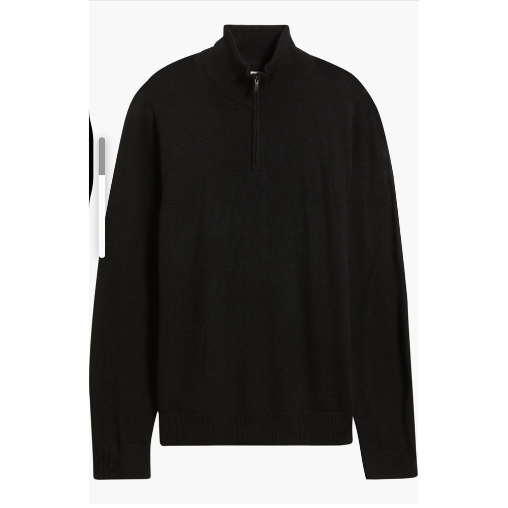 Nordstrom Tech-Smart 1/4 Zip Sweater Pullover Wool Blend Black - Large - Picture 7 of 9